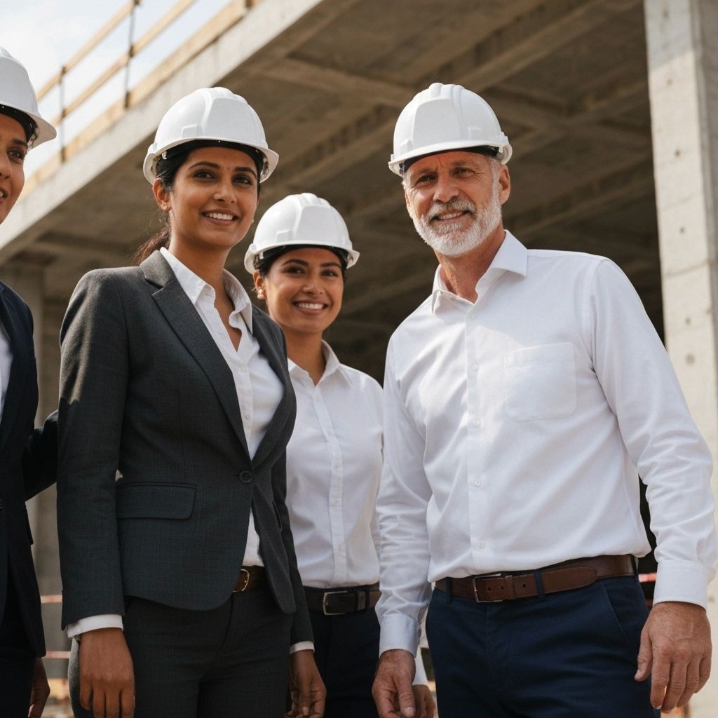 Professional team at construction site
